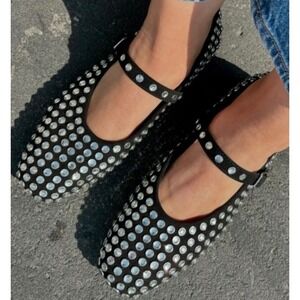 A New Day target Issa embellished Mary Jane ballet flats black silver size 9.5